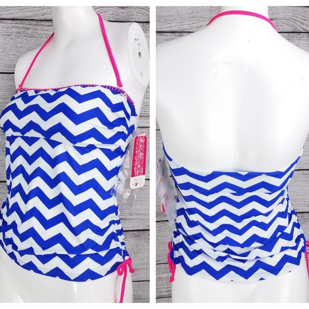 NWT Hula Honey XS Tankini Halter Swim Top Chevron